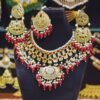Ruby Chandbali Bridal Jewelry Set with Pearls – 24K Gold Plated