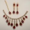 Ruby Teardrop Bridal Jewelry Set with Zircon – 24K Gold Plated