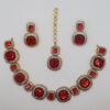 Ruby Red Kundan Bridal Jewelry Set with Zircon – 24K Gold Plated