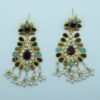 Multicolor Kundan Earrings with Zircon & Pearls – 24K Gold Plated