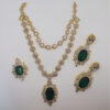 Emerald Green Kundan Bridal Jewelry Set with Zircon – 24K Gold Plated
