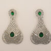 Emerald Green & White Zircon Teardrop Earrings – 24K Gold Plated