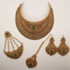 Gold Bridal Jewelry Set with Emerald Stones – 24k Gold Plated