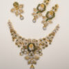 Gold Bridal Jewelry Set with Emerald & Zircon Stones- 24K Gold Plated