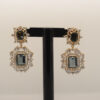 Smoky Zircon & White Stone Drop Earrings – 24K Gold Plated