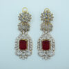 Ruby Zircon Drop Earrings – 24K Gold Plated