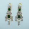 Emerald Zircon Pearl Drop Earrings – 24K Gold Plated