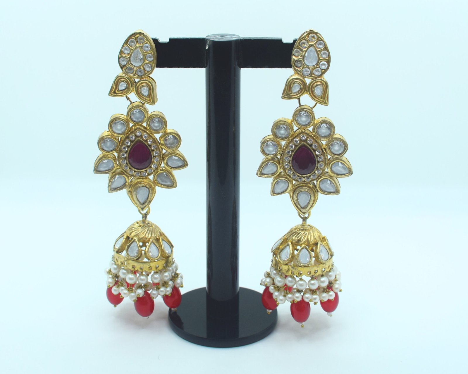 Ruby Kundan Earrings Tika