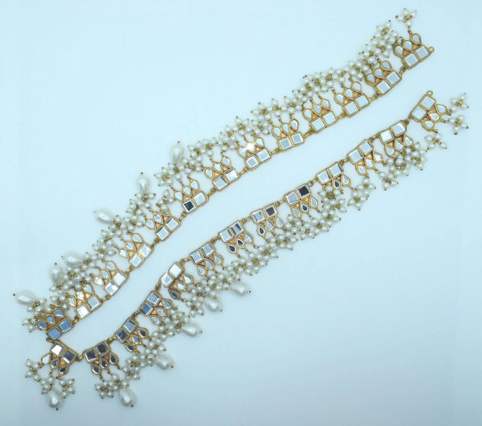 Kundan Long Haar Necklace with Pearl Droplets – 24K Gold Plated
