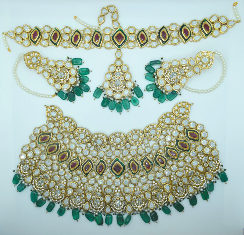 Ruby Green Zircon Bridal Thappa Set