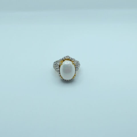 Pearl zircon gold plated ring