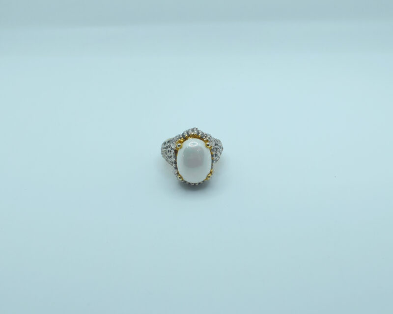 Pearl zircon gold plated ring