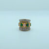 24k Gold Plated Statement Ring with Pistachio & Emerald Stones