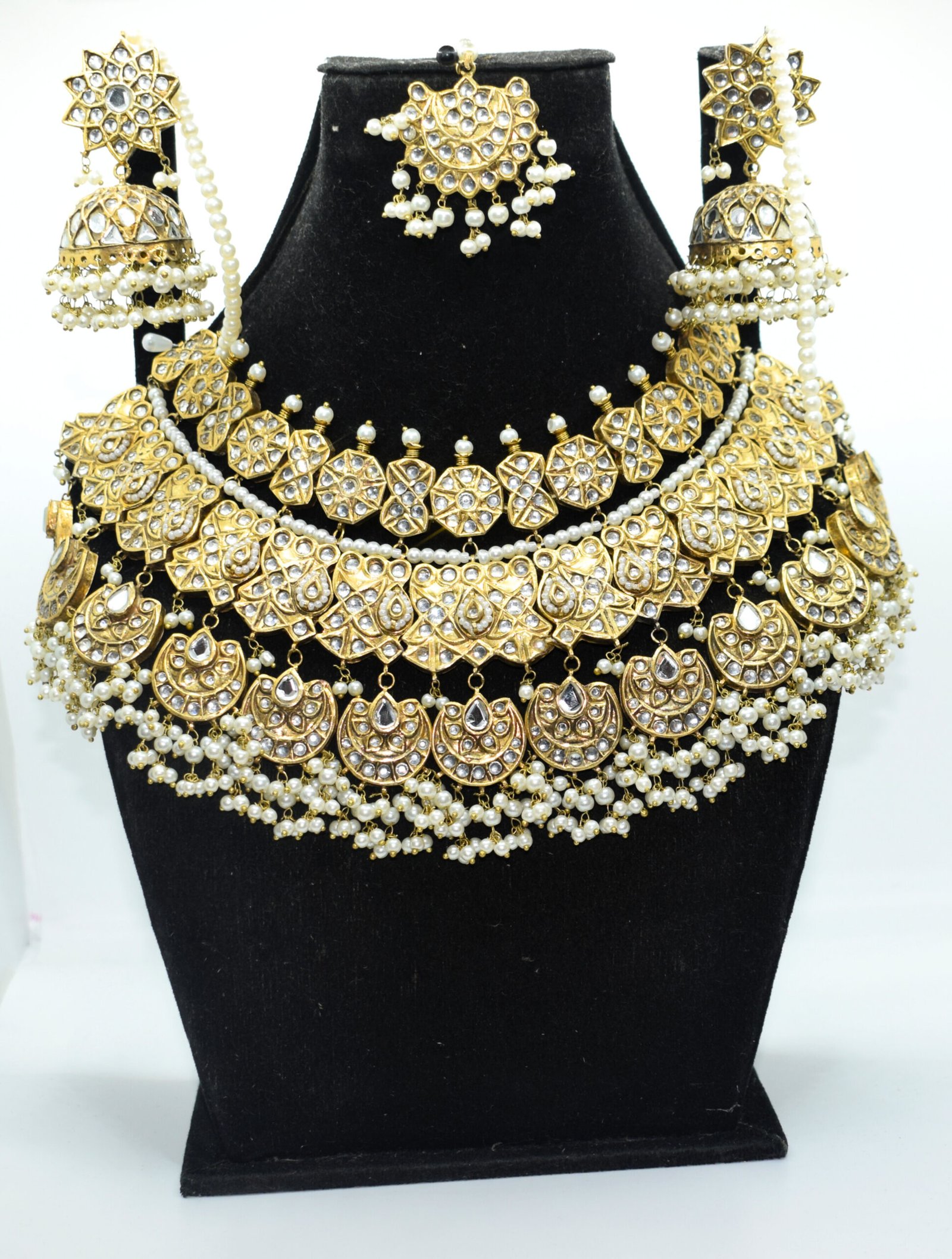 Thappa Kundan Bridal Set – 24K Gold Plated with Pearls