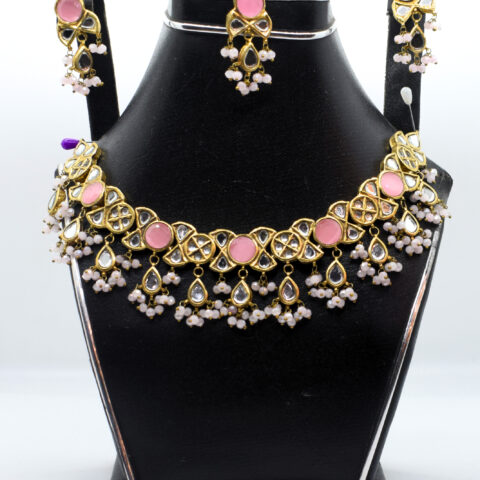 Baby Pink Kundan Set – 24K Gold Plated Party Wear Jewelry